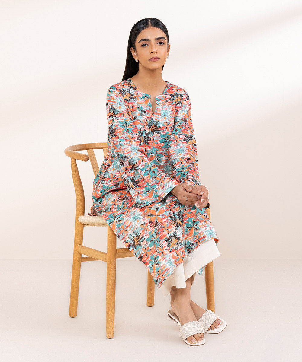 Women's Pret Khaddar Multi Printed A-Line Shirt