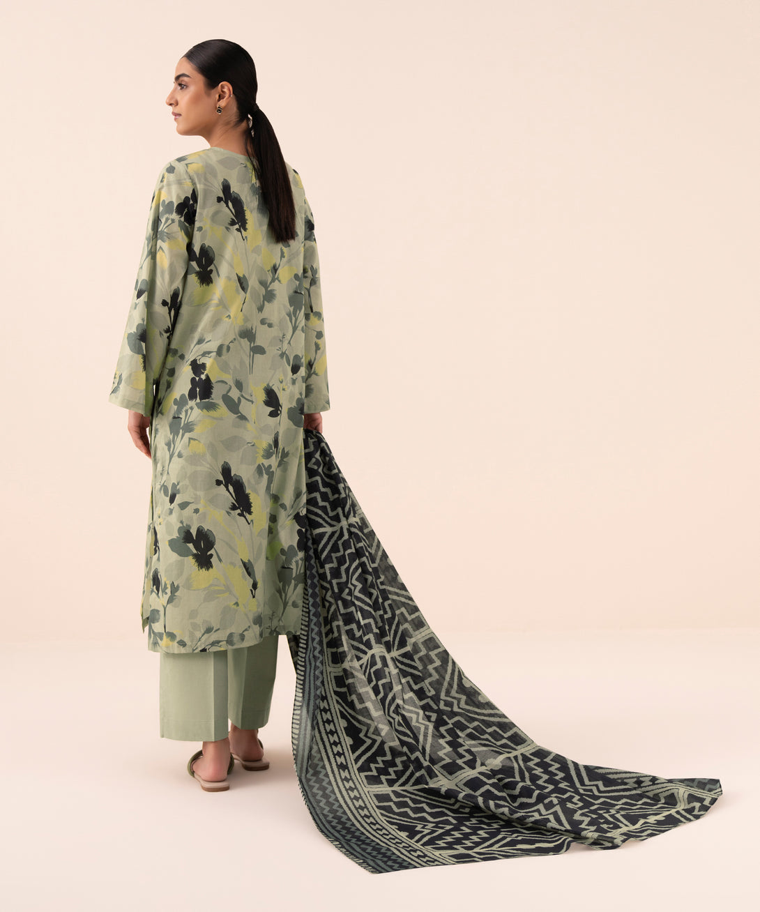 Women's Unstitched Cotton Printed Multi Three Piece Suit