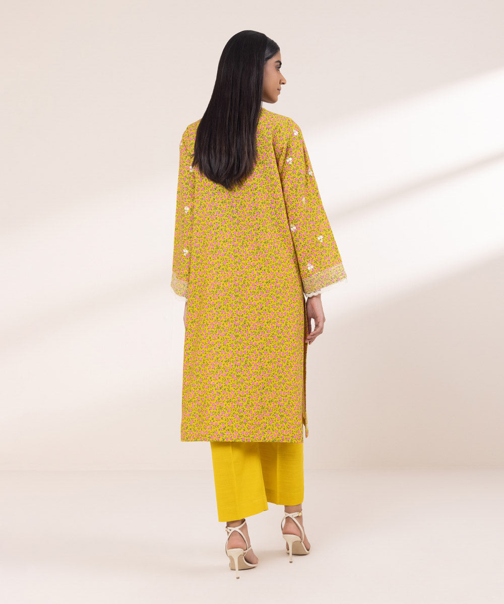 Women's Pret Khaddar Embroidered Golden Yellow A-Line Shirt