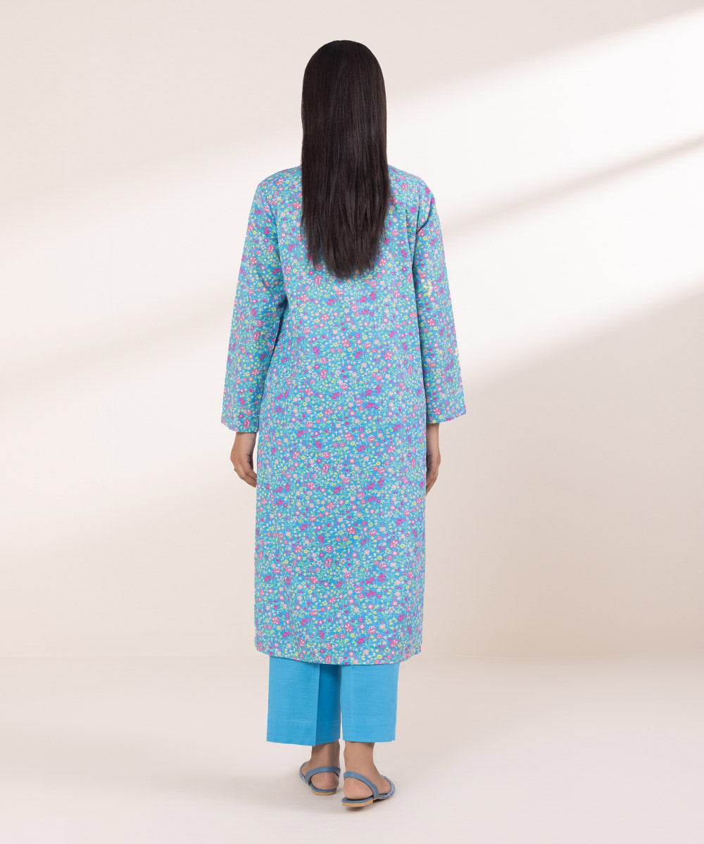 Women's Pret Khaddar Embroidered Blue  A-Line Shirt