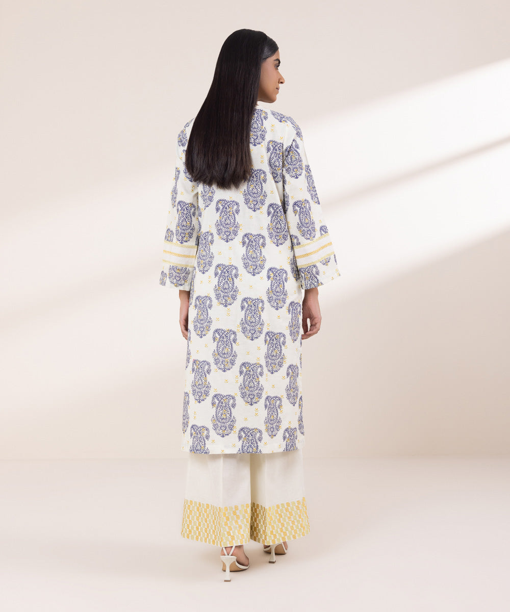 Women's Pret Khaddar Embroidered Off White A-Line Shirt