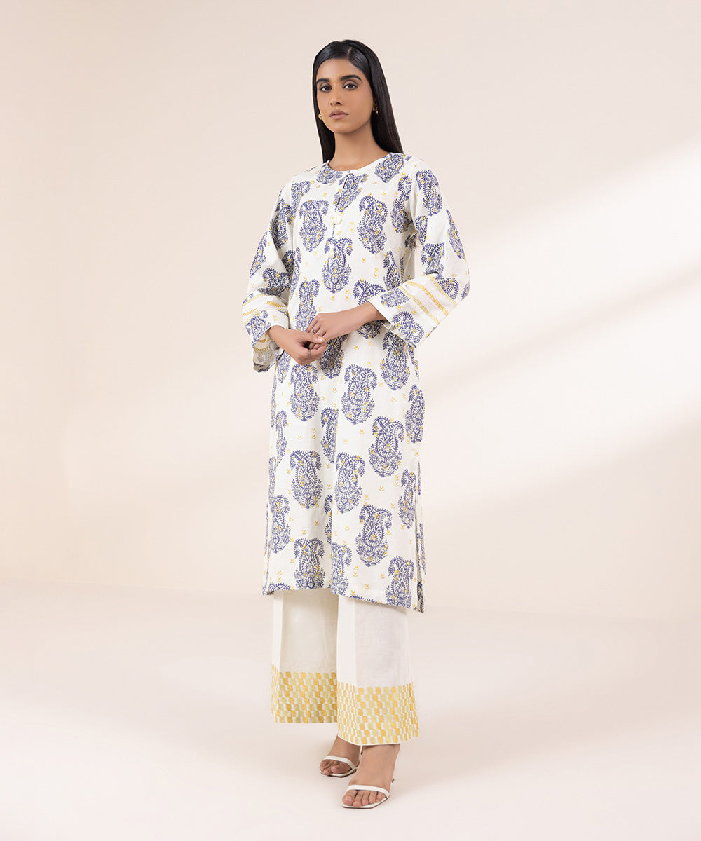 Women's Pret Khaddar Embroidered Off White A-Line Shirt