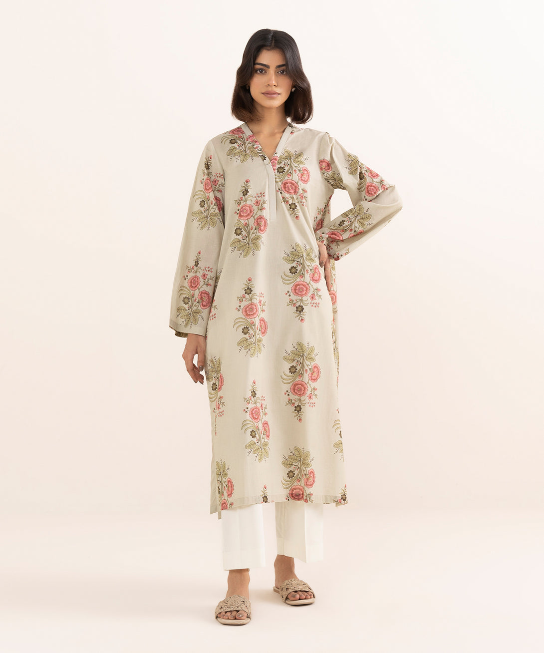 Women's RTW Lawn Multi Printed A-Line Shirt