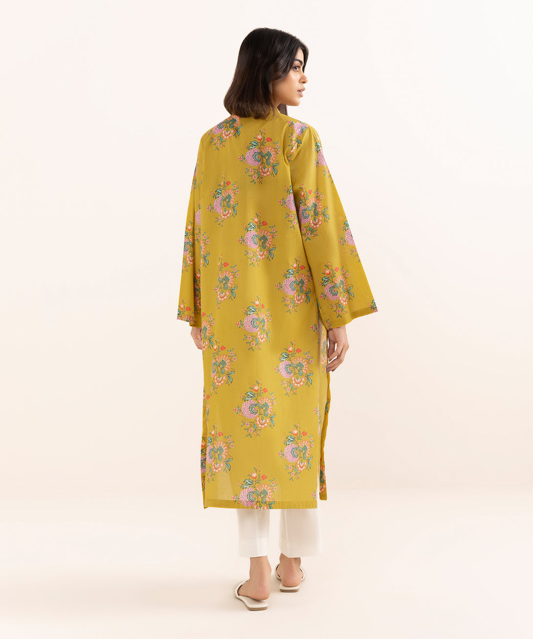Women's RTW Lawn Yellow Printed A-Line Shirt