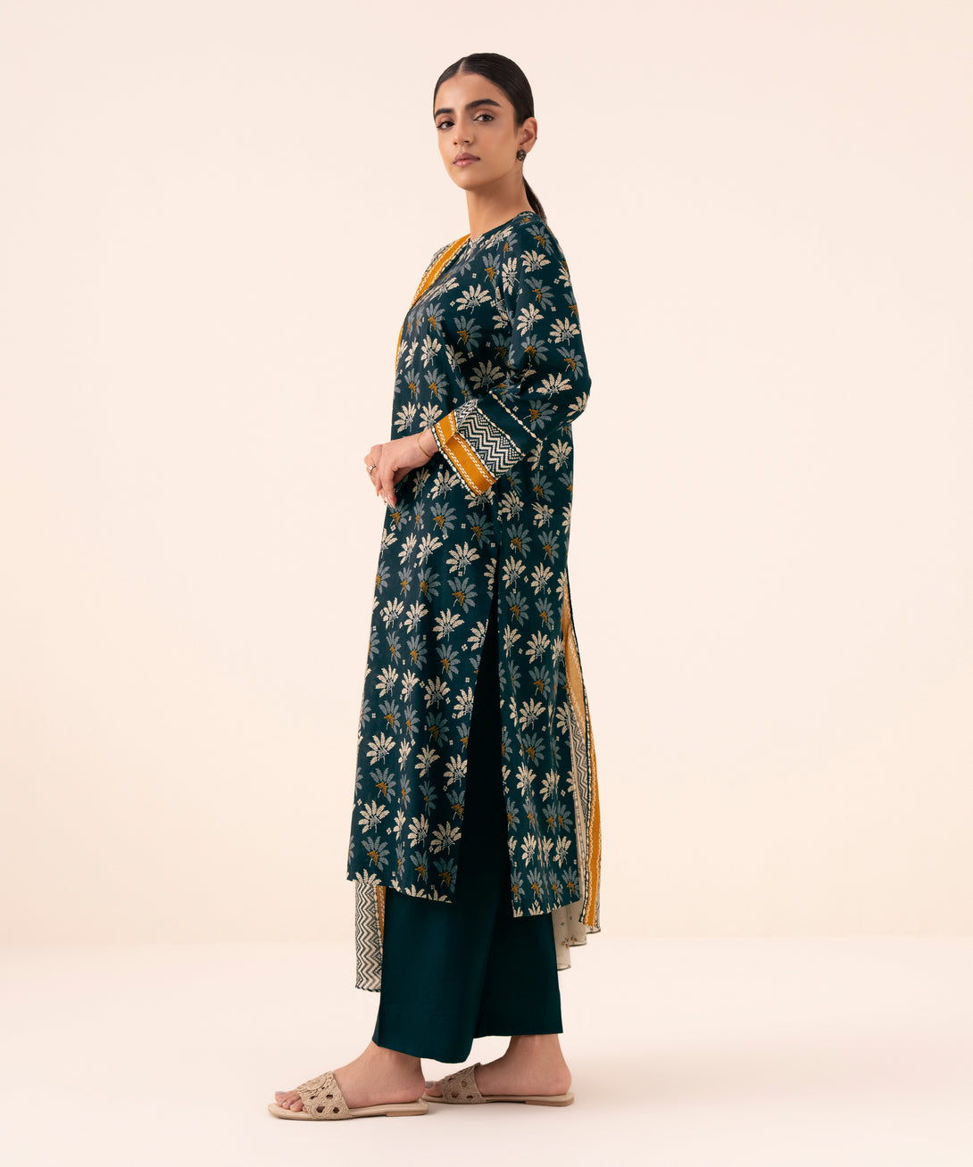 Women's Unstitched Cotton Printed Multi Three Piece Suit