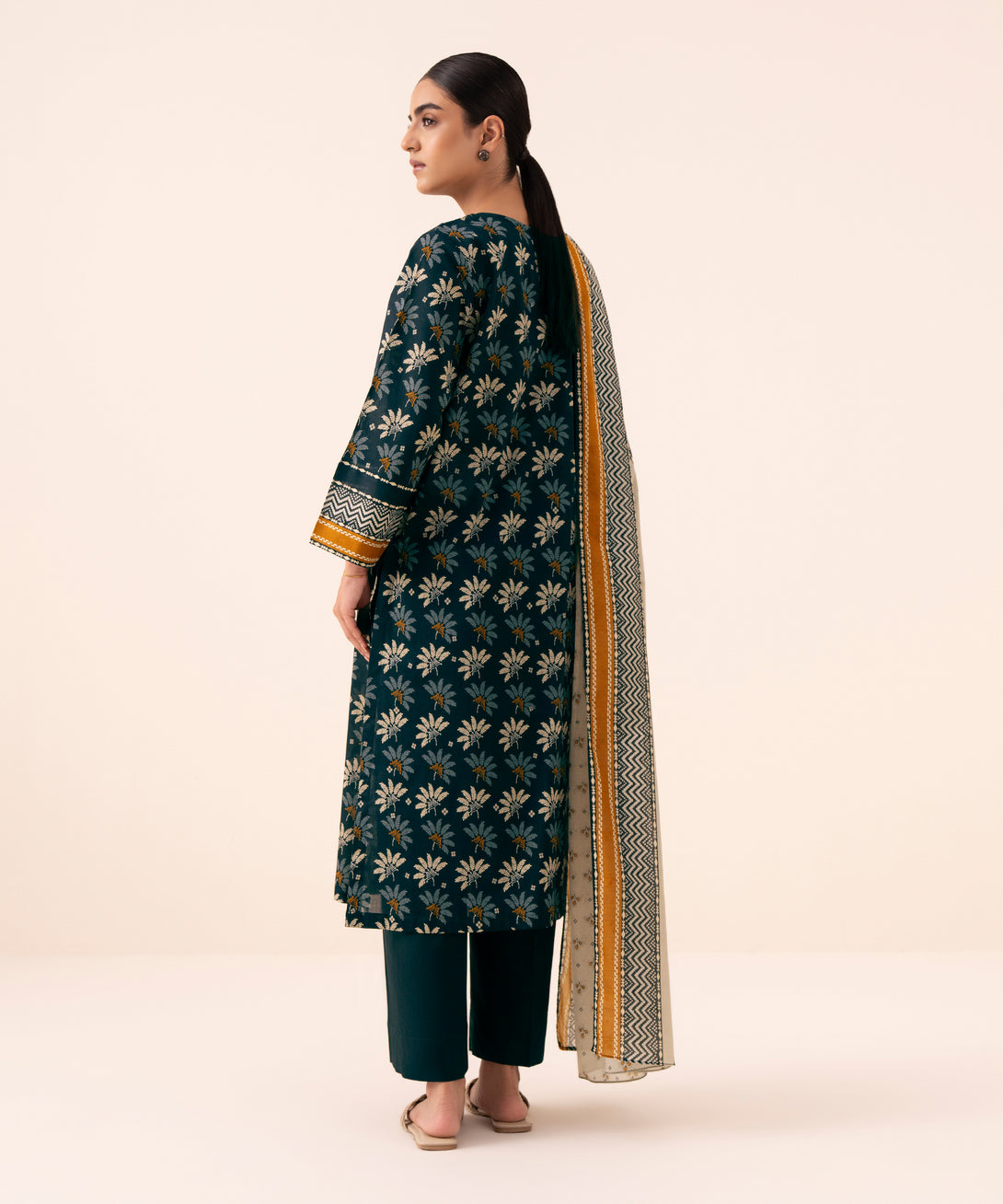 Women's Unstitched Cotton Printed Multi Three Piece Suit