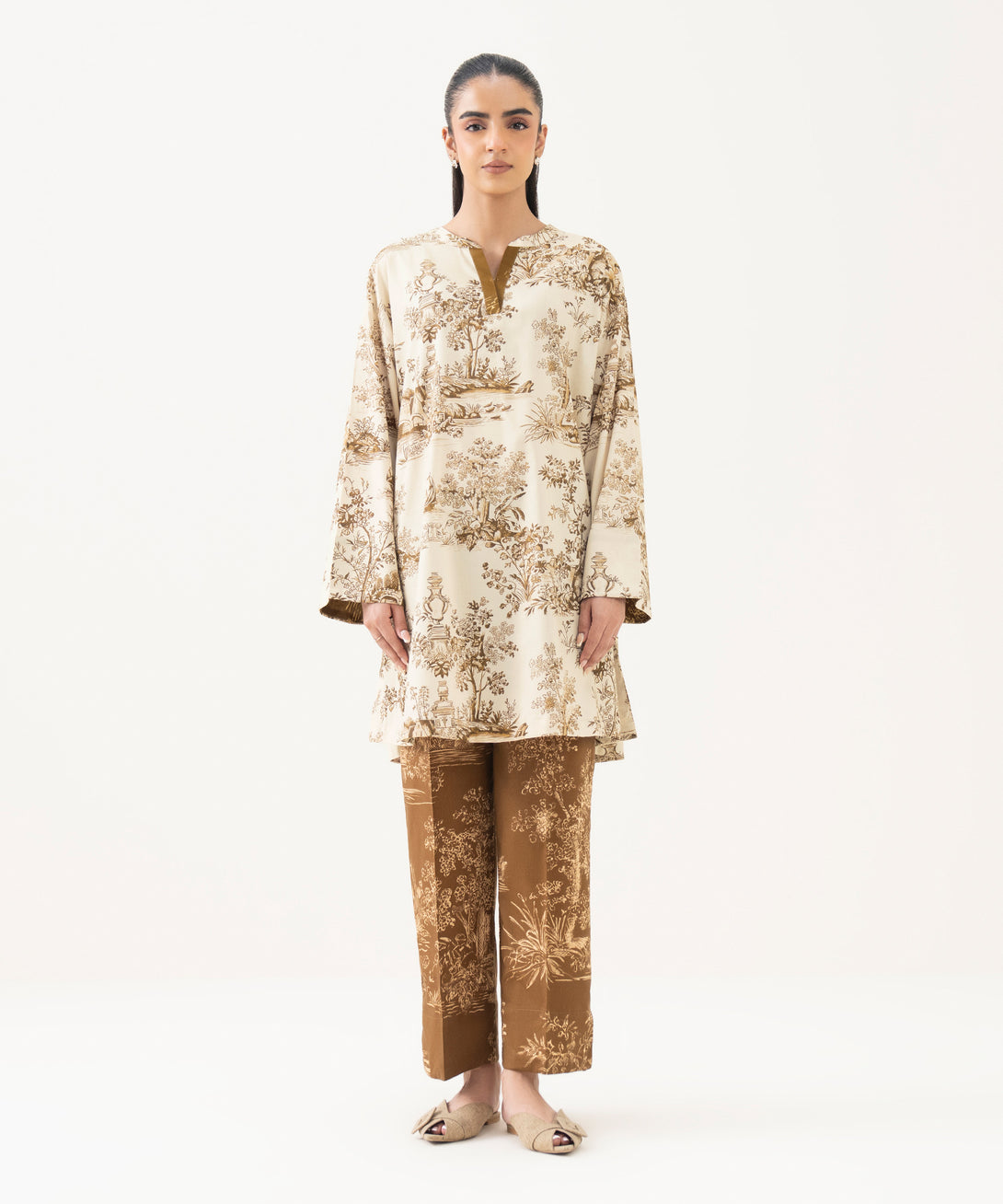 Women's RTW Lawn Printed Multi Drop Shoulder Shirt