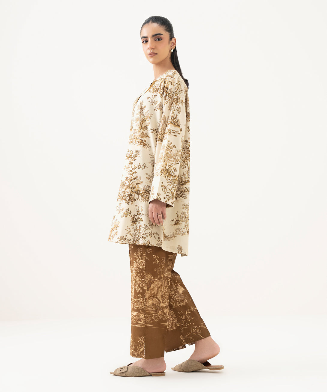 Women's RTW Lawn Printed Multi Drop Shoulder Shirt