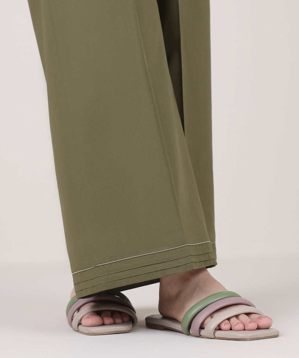 Women's RTW Cambric Green Solid Culottes