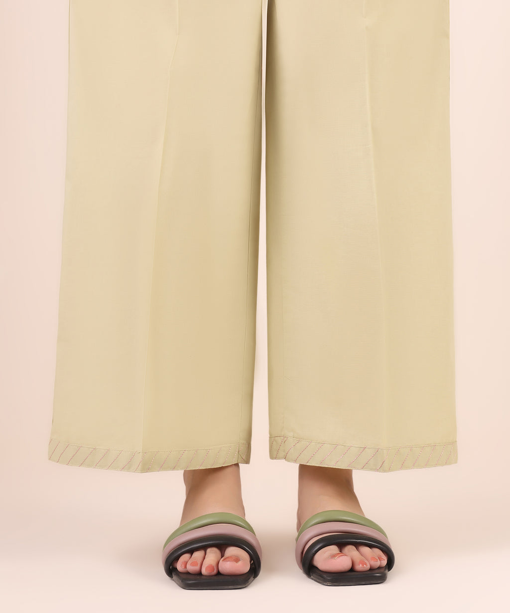 Women's RTW Cambric Beige Solid Culottes