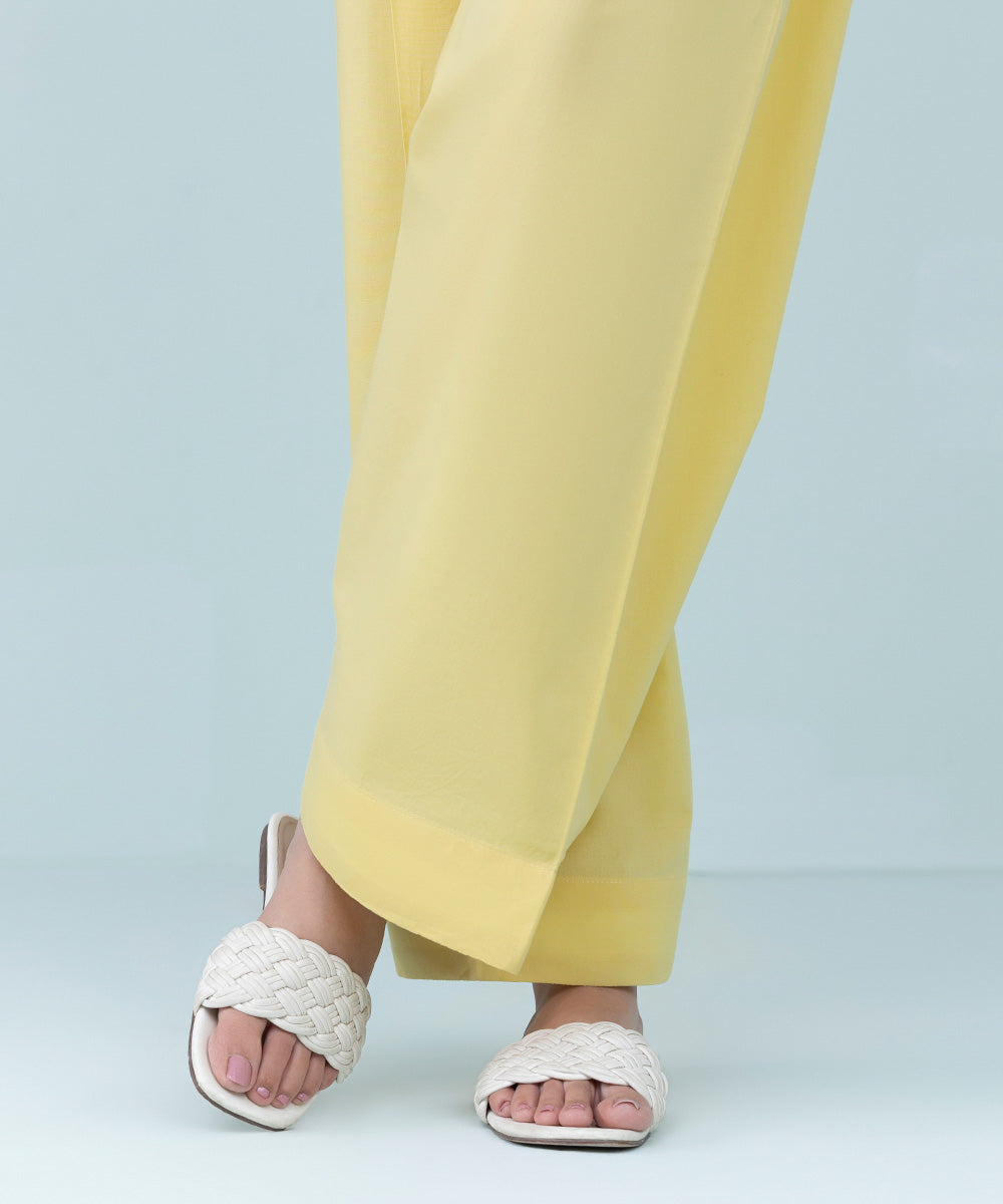 Women's Pret Cambric Pastel Yellow Dyed Shalwar
