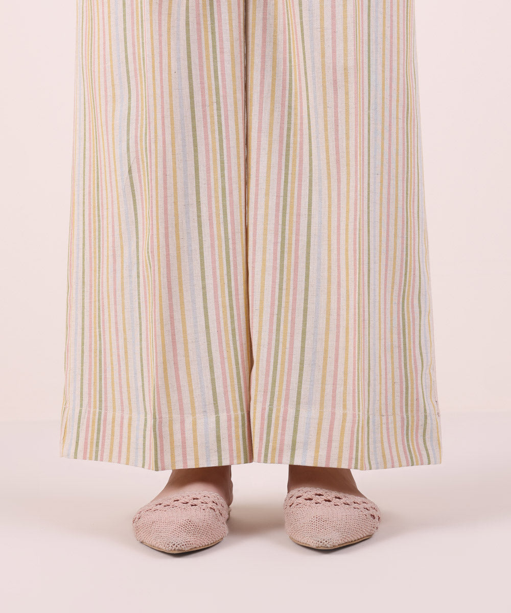 Women's Pret Yarn Dyed Solid Beige Culottes