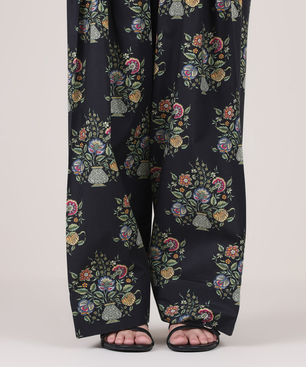 Women's RTW Cambric Black Printed Farshi Shalwar