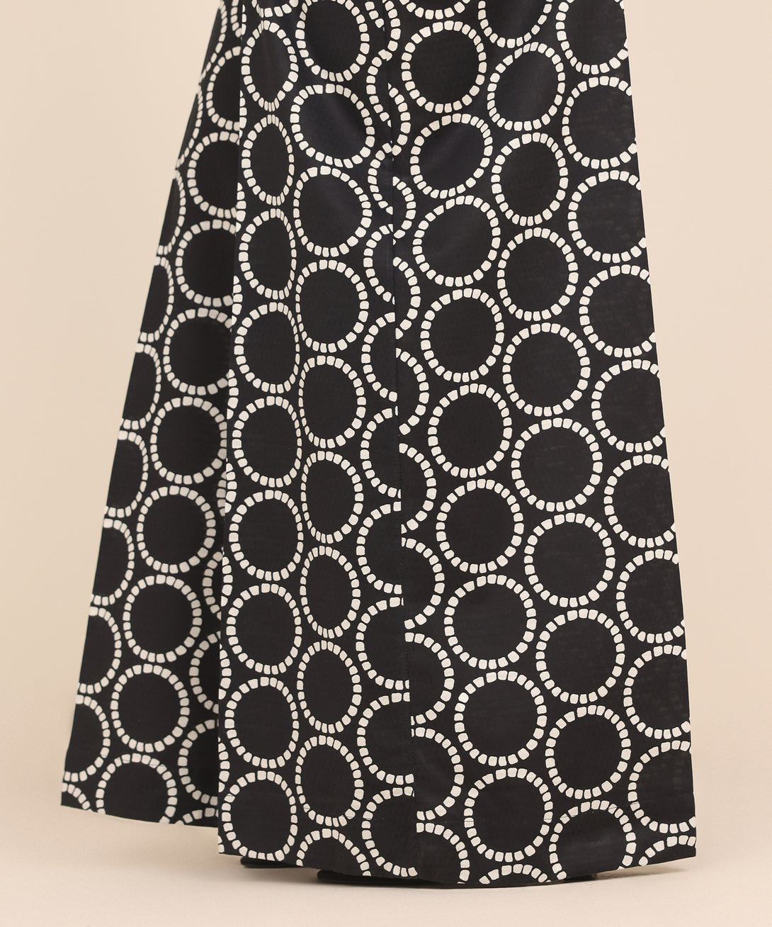 Women's RTW Textured Cotton Black Printed Flared Pants