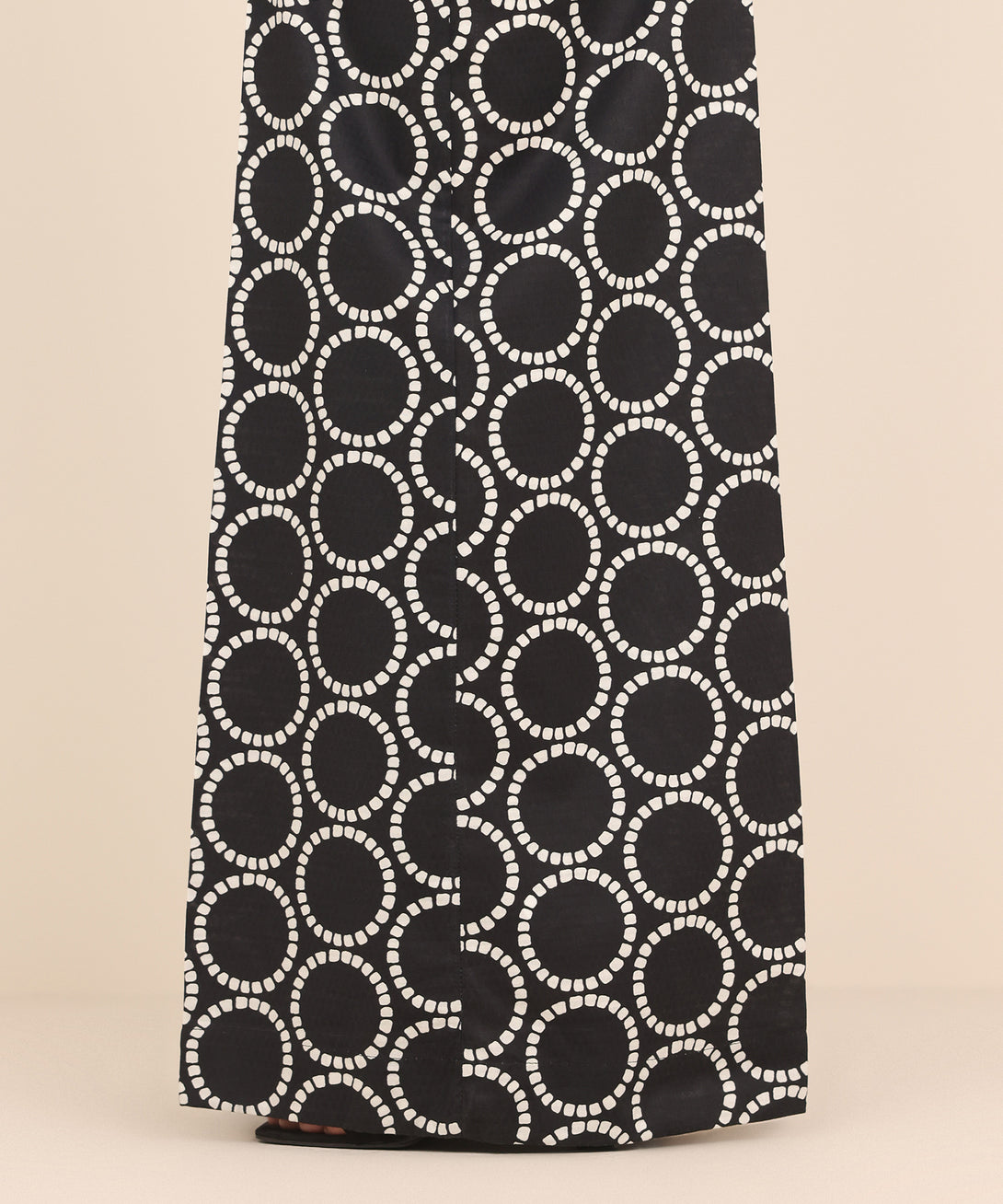 Women's RTW Textured Cotton Black Printed Flared Pants