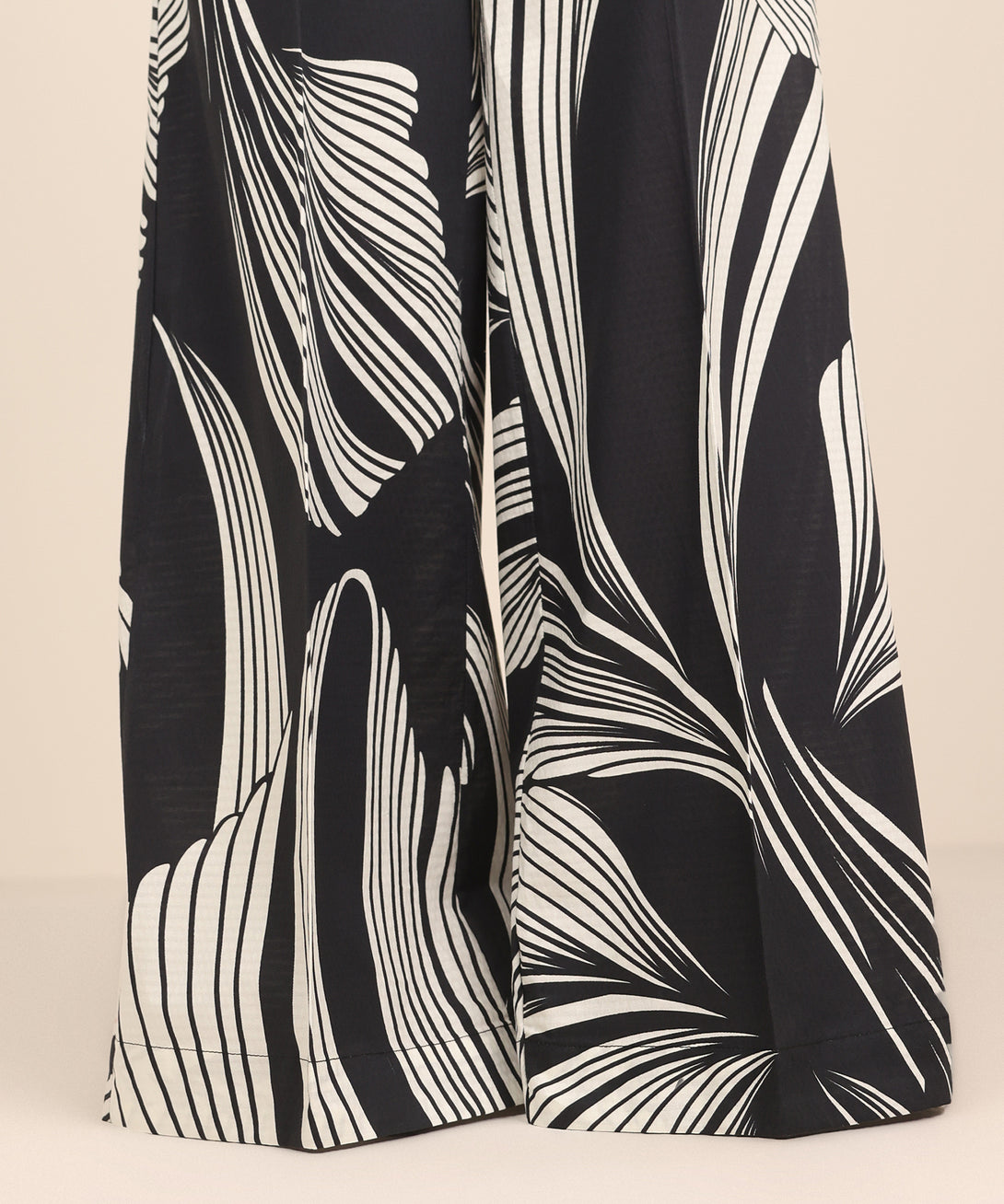 Women's RTW Textured Cotton Multi Printed Flared Pants