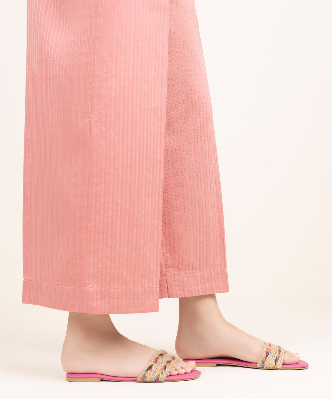 Women's RTW Handwoven Dobby Solid Pink Culottes