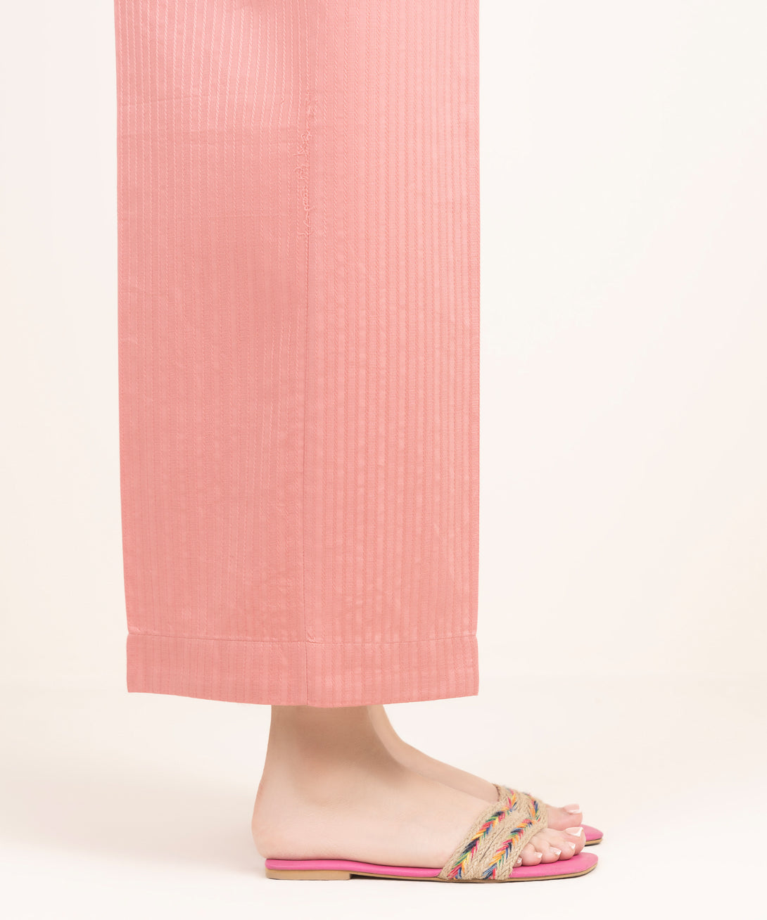 Women's RTW Handwoven Dobby Solid Pink Culottes