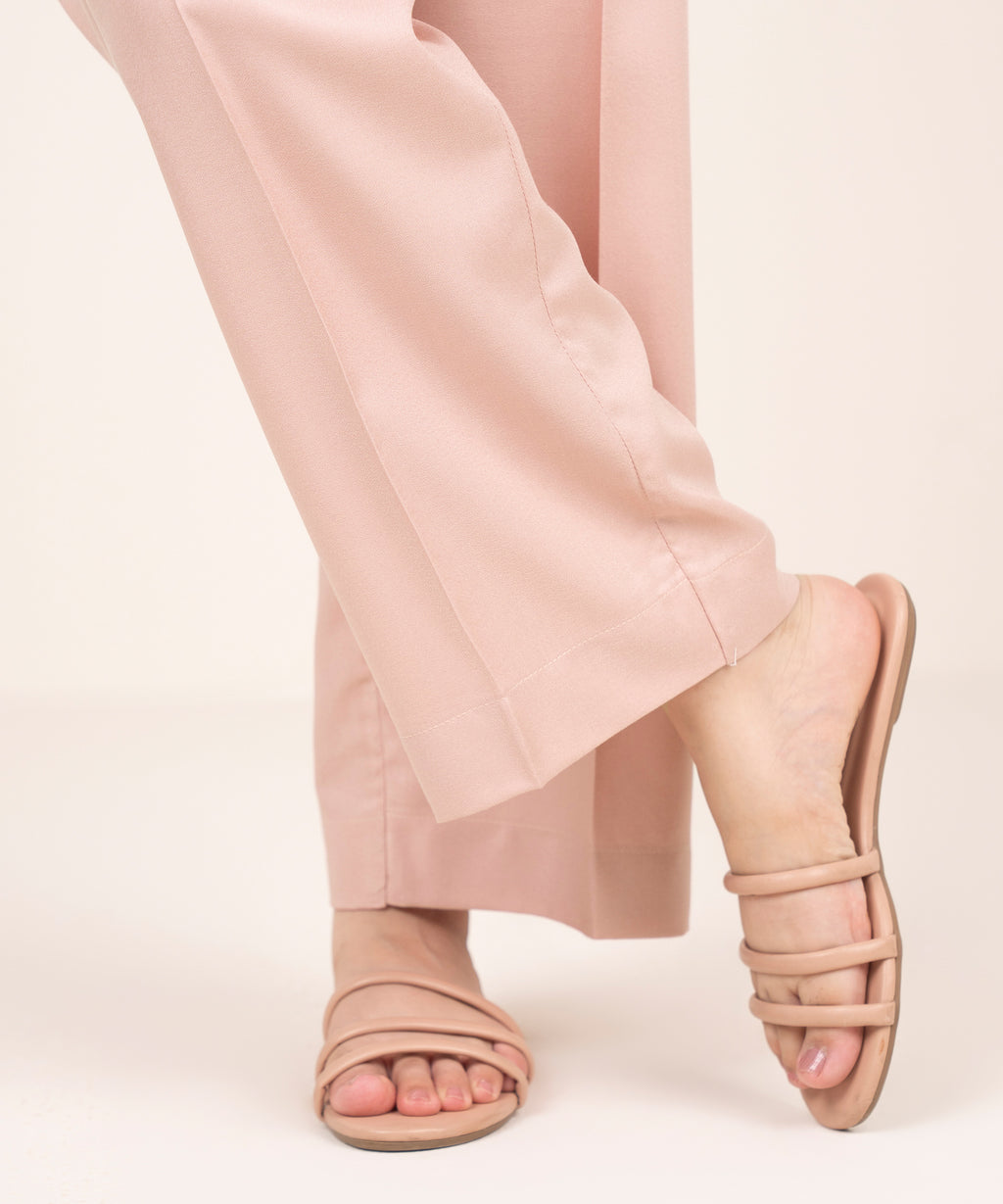 Women's RTW Dobby Pink Solid Straight Pants