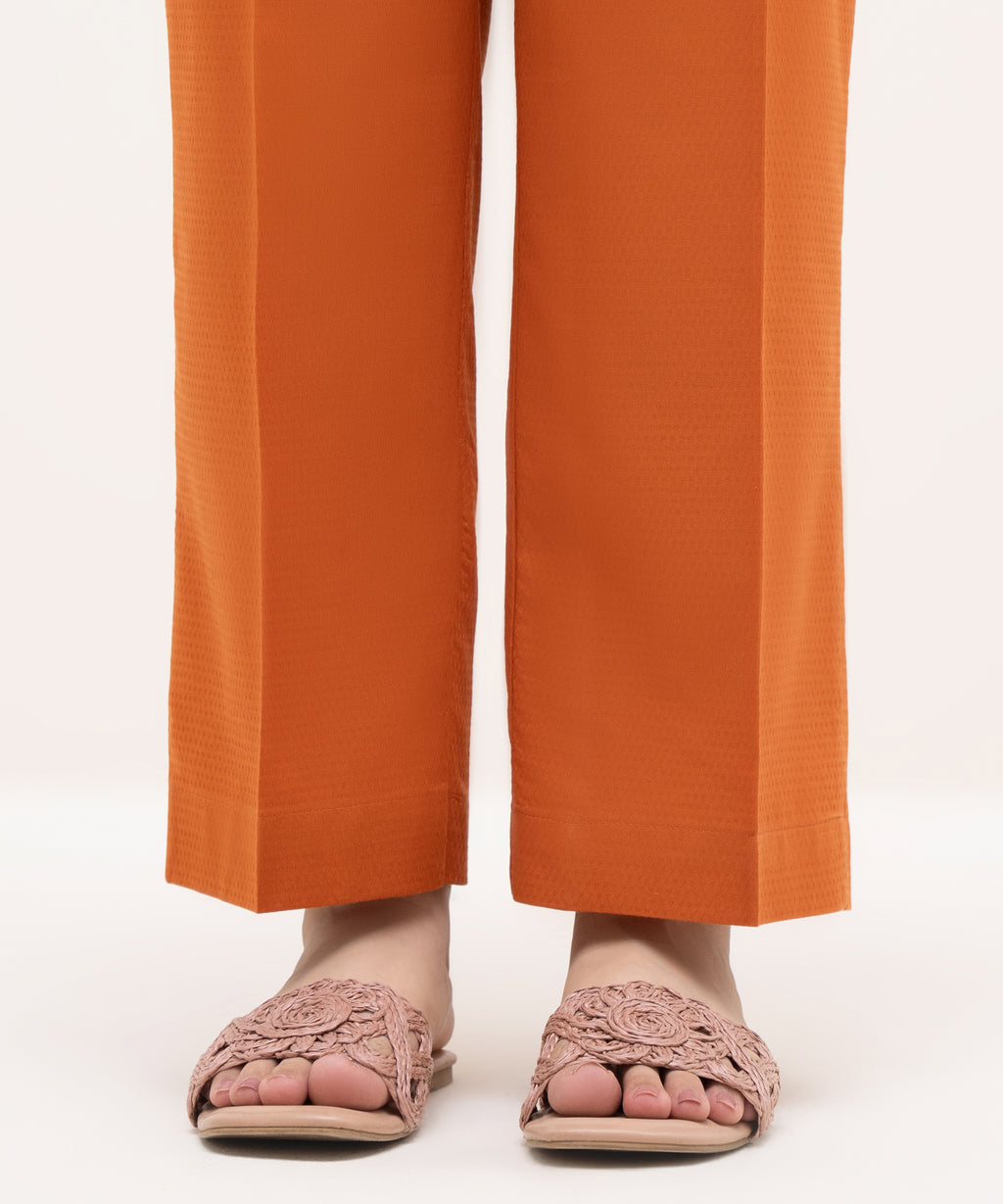 Solid Cotton Straight Pants