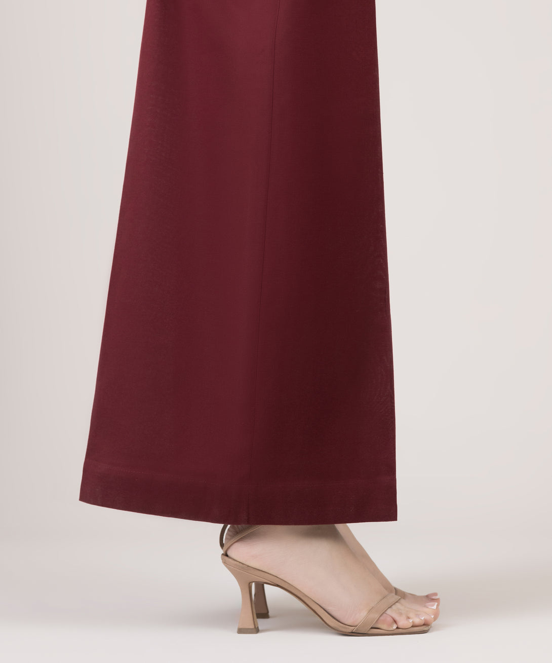 Women's RTW Cotton Linen Red Solid Flared Pants