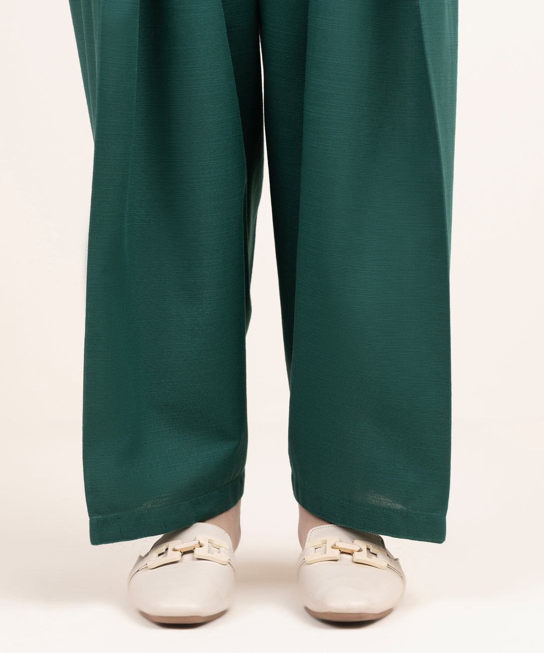Women's RTW Khaddar Solid Green Shalwar