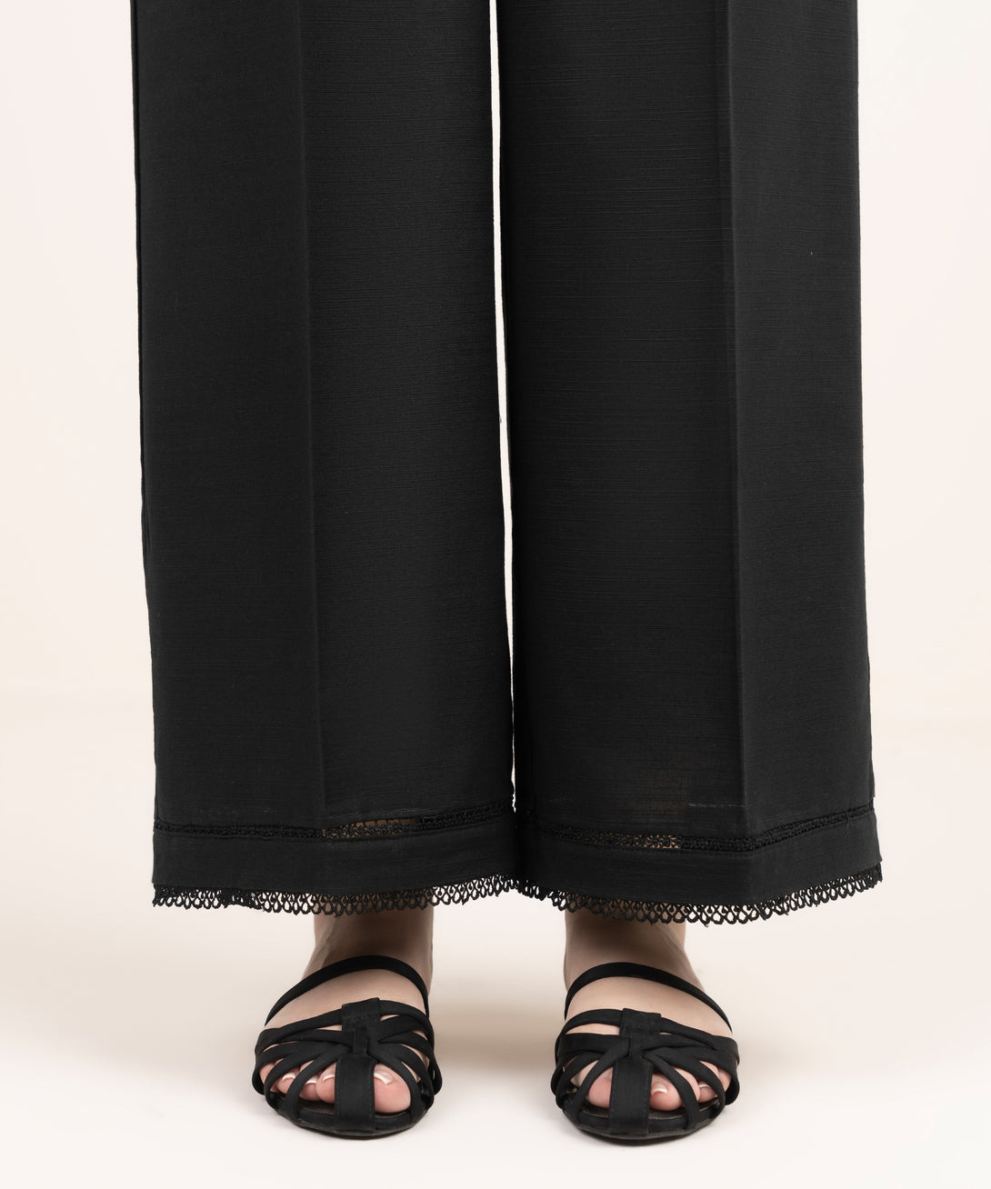 Women's RTW Khaddar Solid Black Culottes