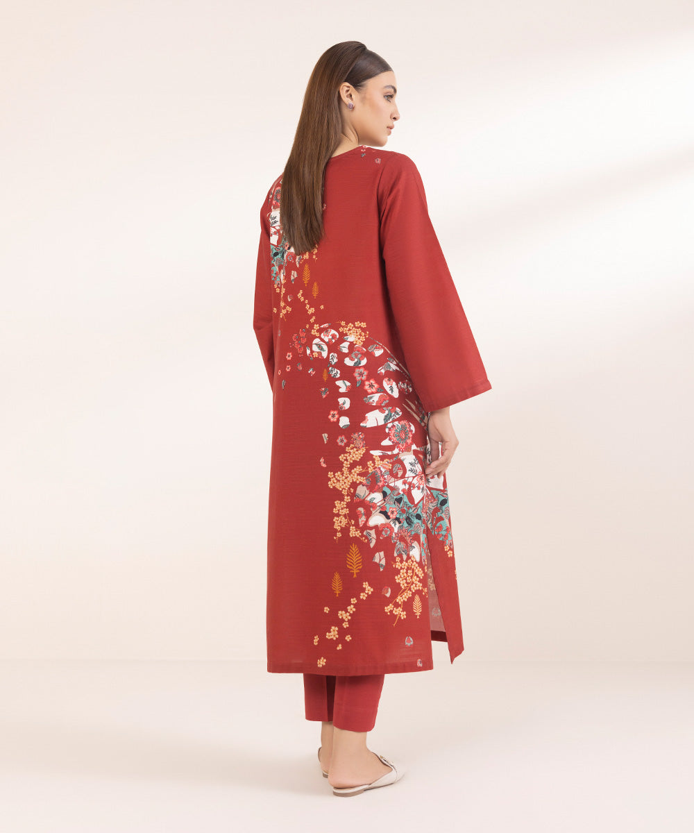 Women's Pret Red Printed Khaddar A-Line Shirt