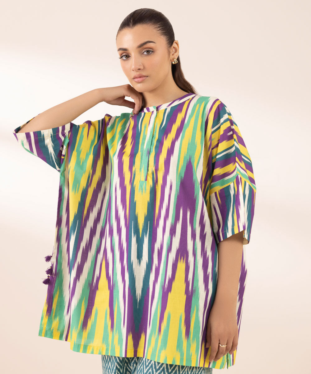Women's RTW Cross Hatch Multi Printed Boxy Shirt