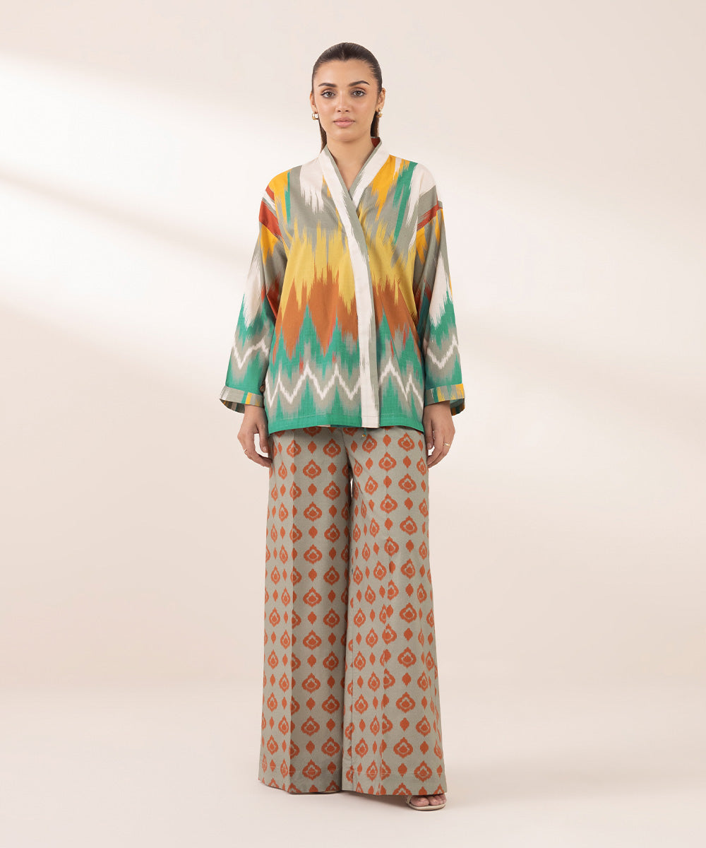 Women's RTW Cross Hatch Multi Printed Front Open Shirt