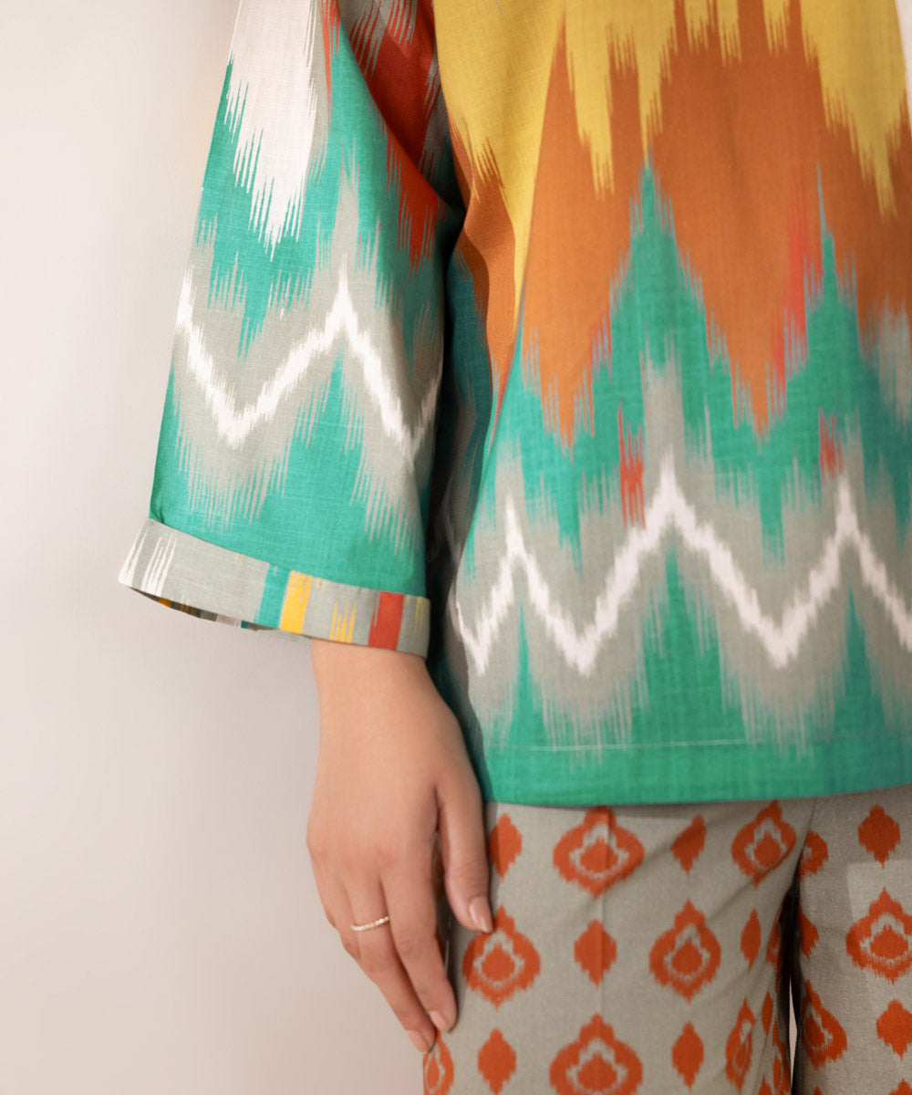 Women's RTW Cross Hatch Multi Printed Front Open Shirt