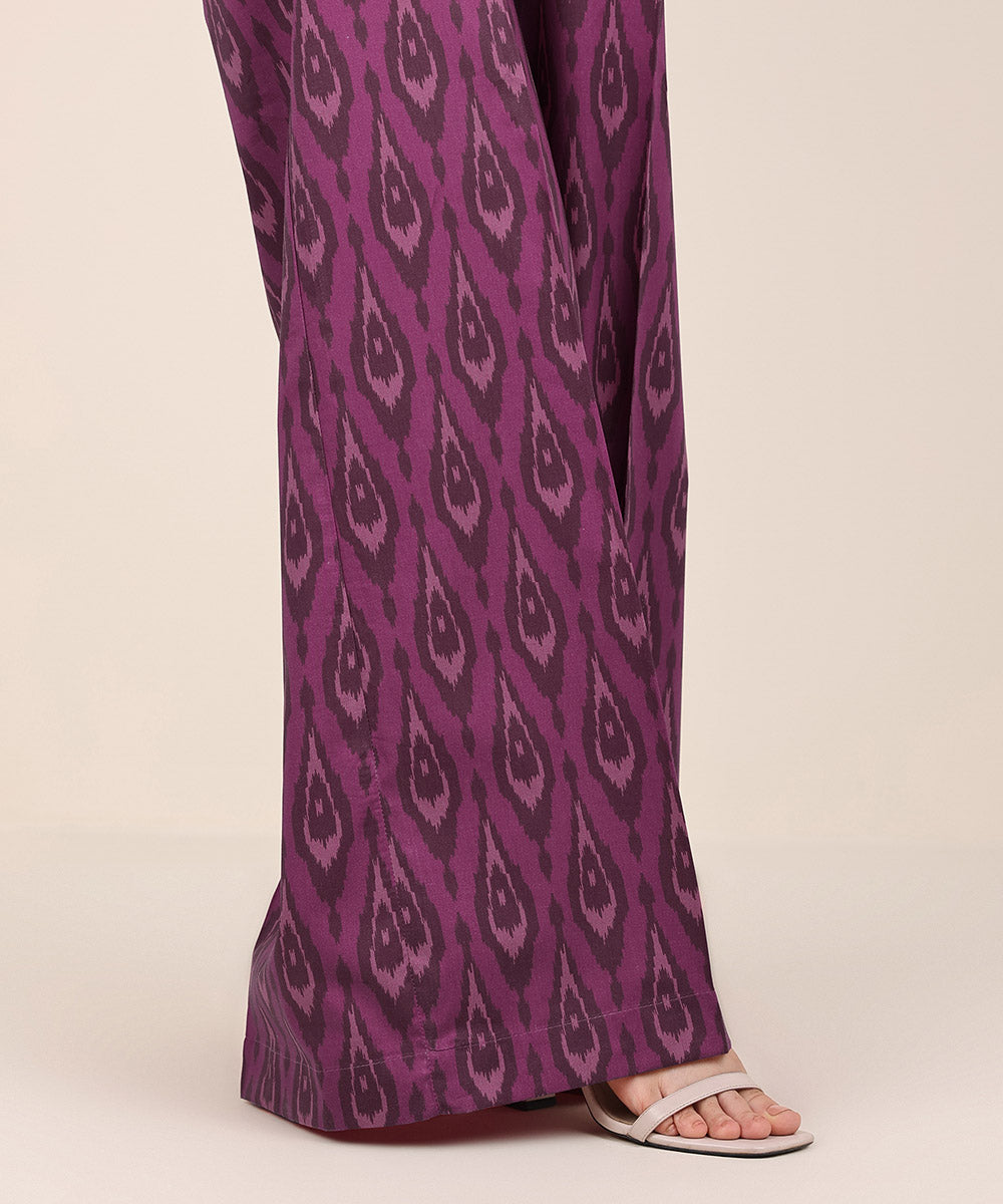 Women's RTW Cambric Purple Printed Flared Pants