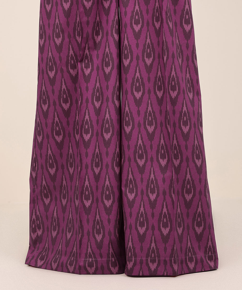 Women's RTW Cambric Purple Printed Flared Pants