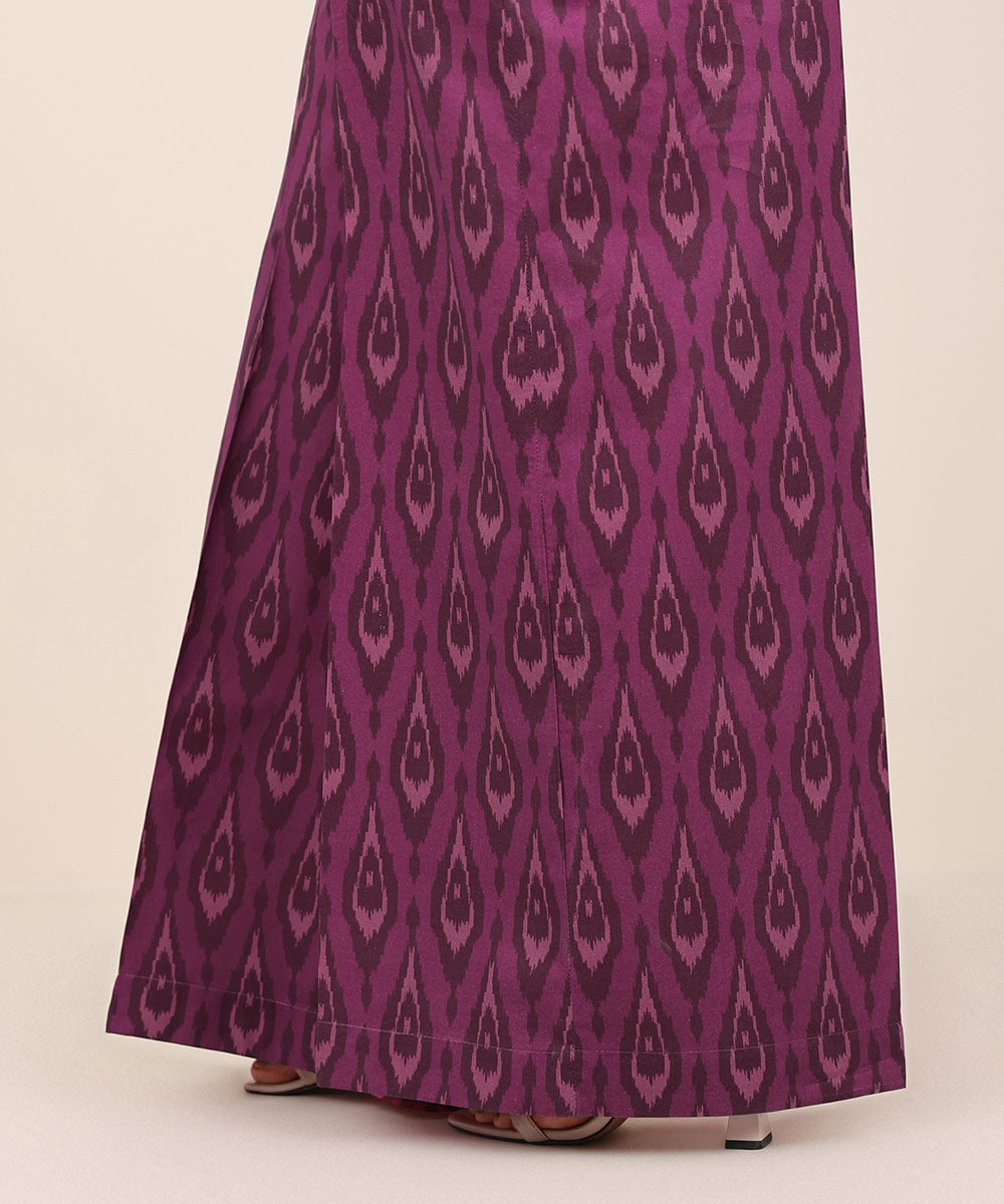 Women's RTW Cambric Purple Printed Flared Pants