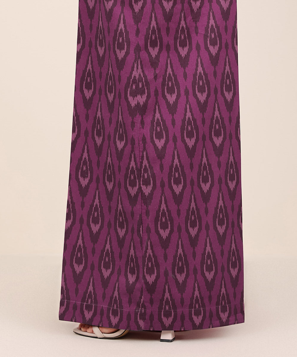 Women's RTW Cambric Purple Printed Flared Pants
