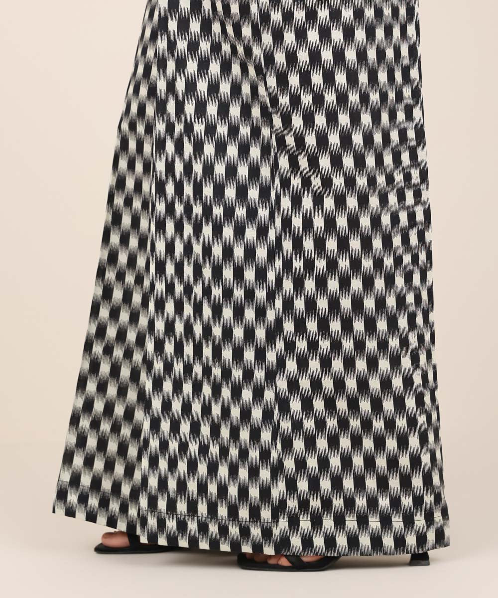 Women's RTW Cambric Black Printed Flared Pants
