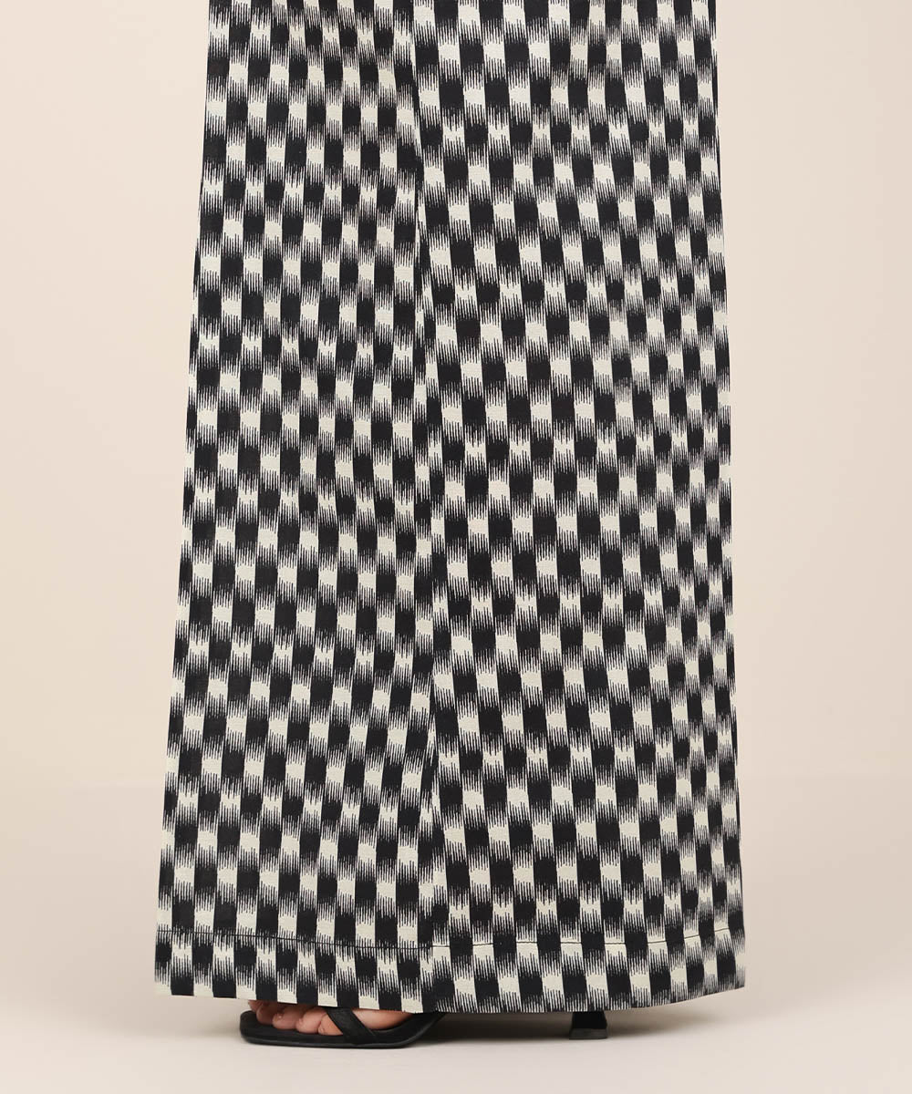 Women's RTW Cambric Black Printed Flared Pants