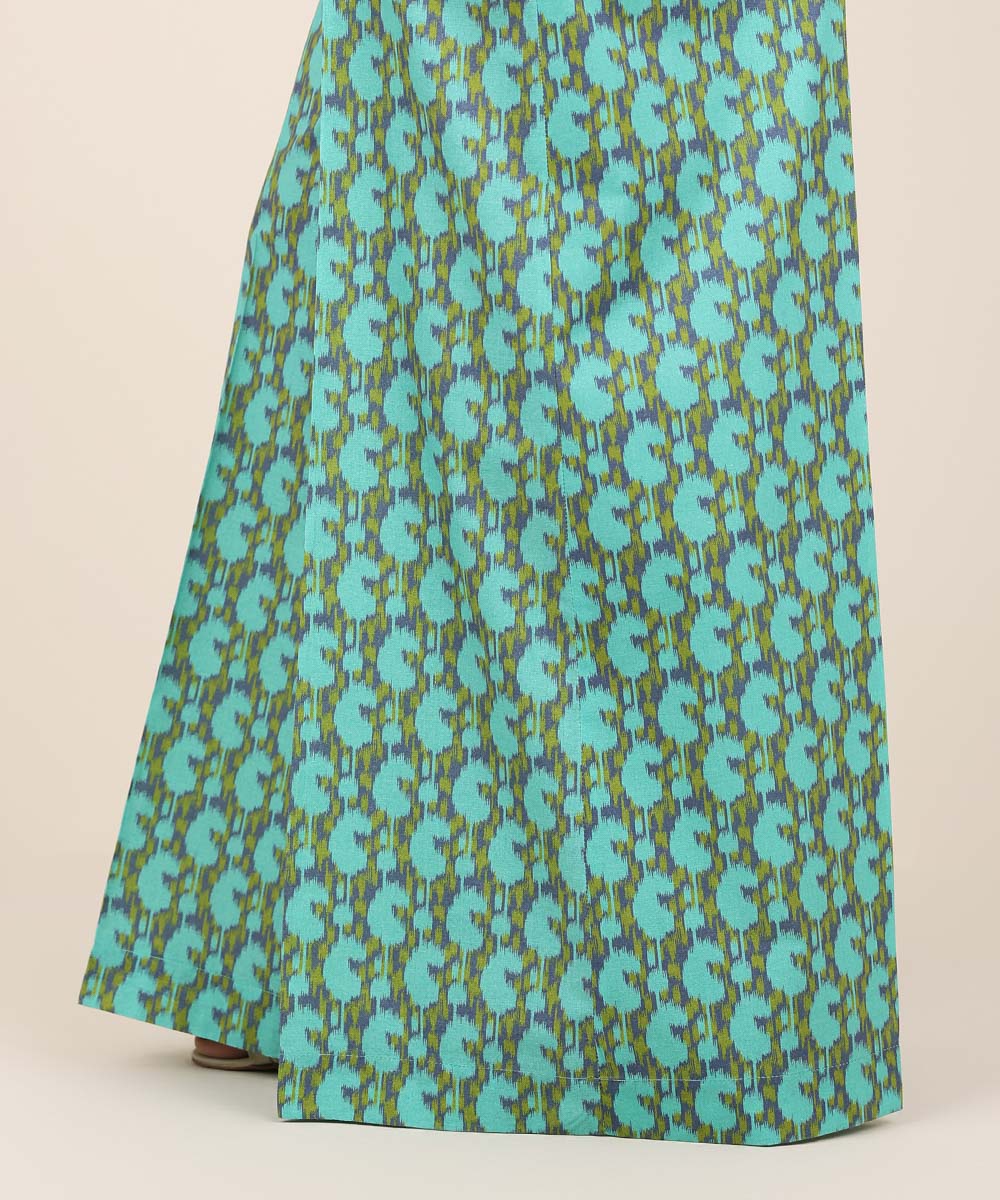 Women's RTW Cambric Green Printed Flared Pants