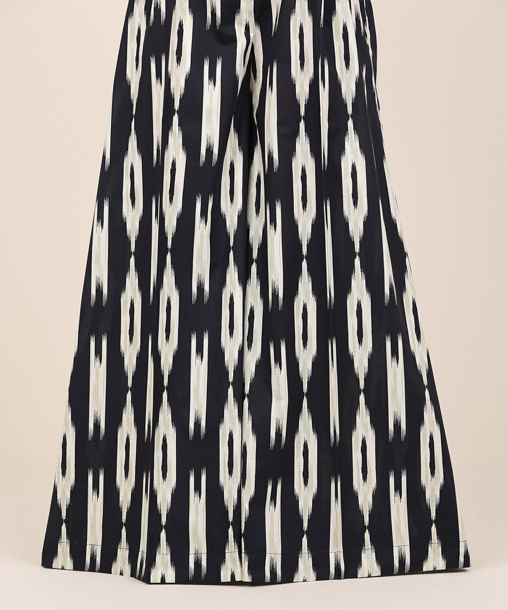 Women's RTW Cambric Black Printed Flared Pants