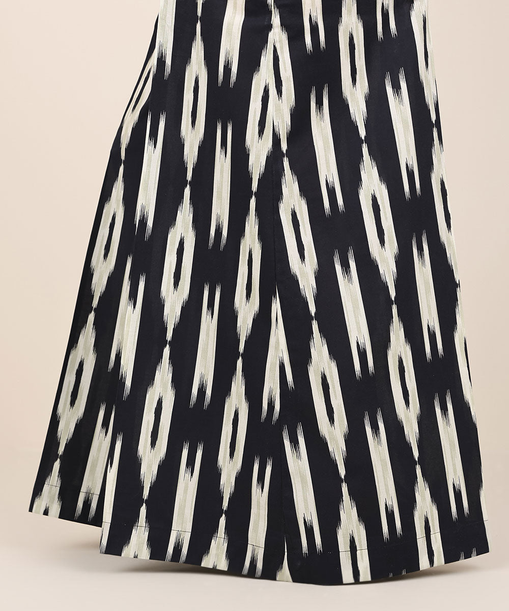 Women's RTW Cambric Black Printed Flared Pants