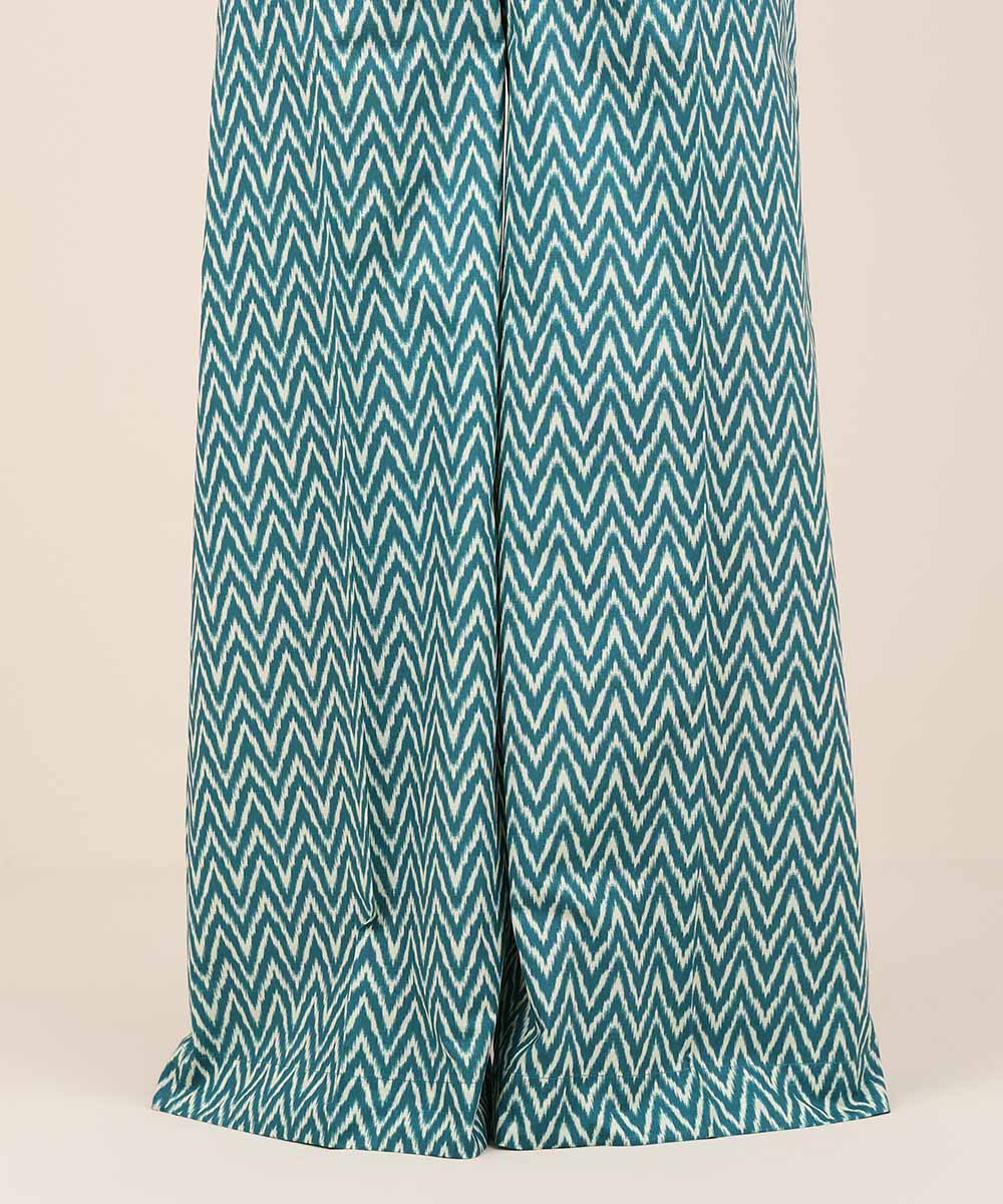 Women's RTW Cambric Blue Printed Flared Pants