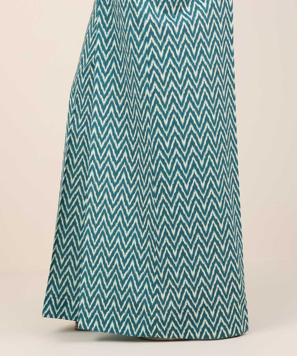 Women's RTW Cambric Blue Printed Flared Pants