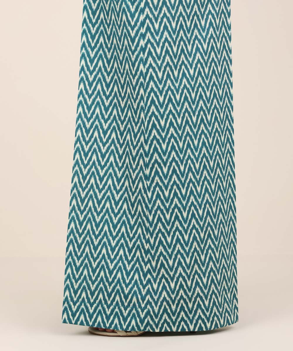 Women's RTW Cambric Blue Printed Flared Pants