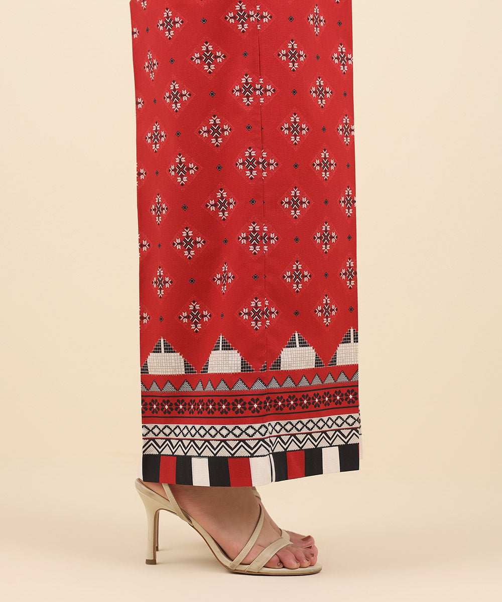 Women's Pret Cambric Red Printed Culottes