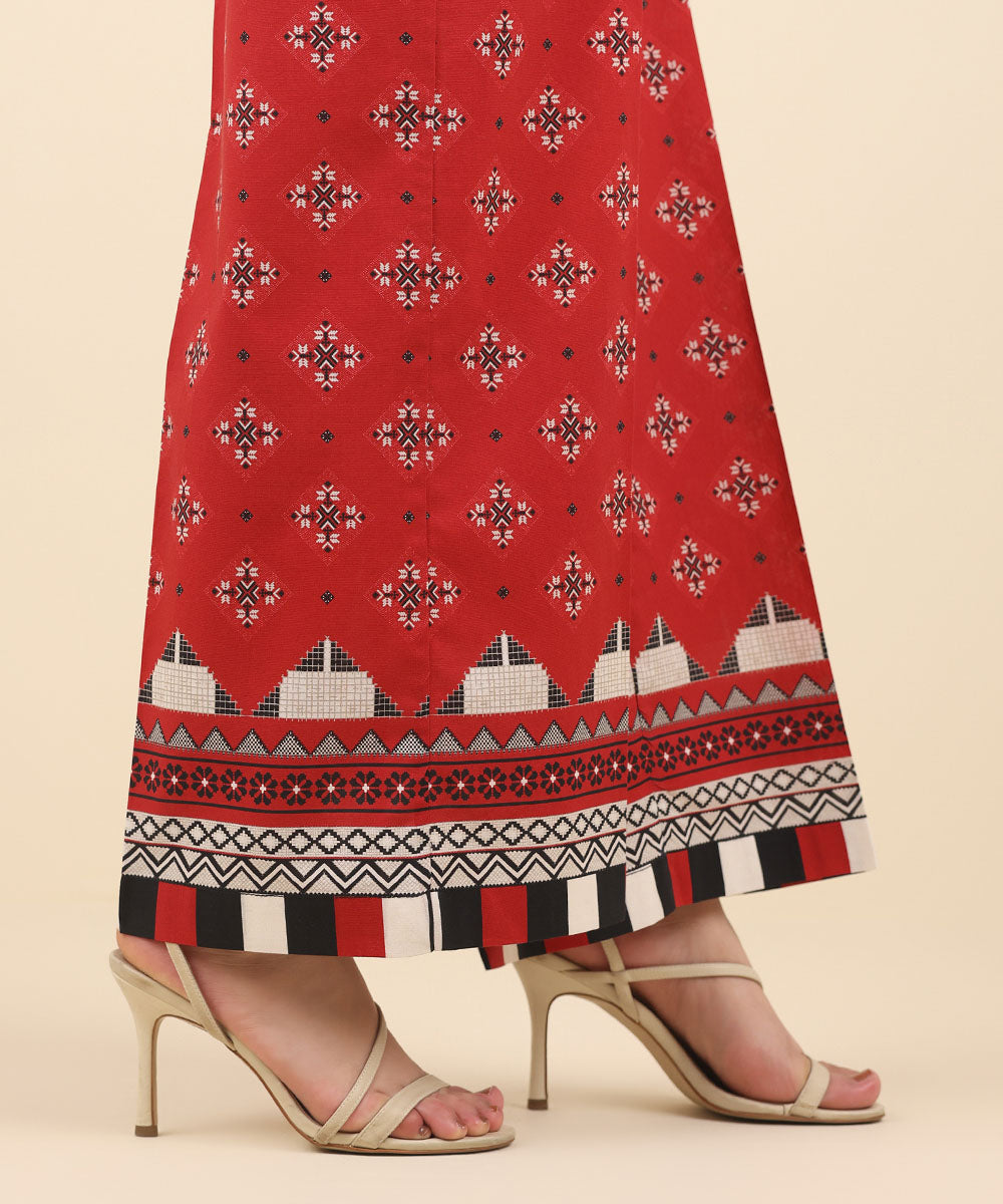 Women's Pret Cambric Red Printed Culottes