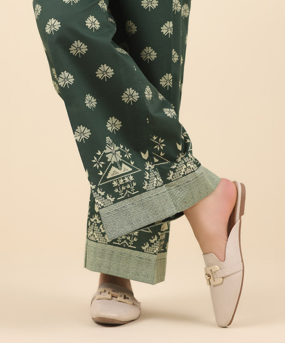 Women's Pret Cambric Green Printed Culottes