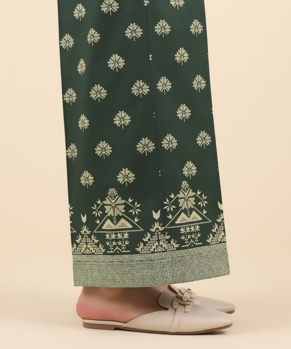 Women's Pret Cambric Green Printed Culottes