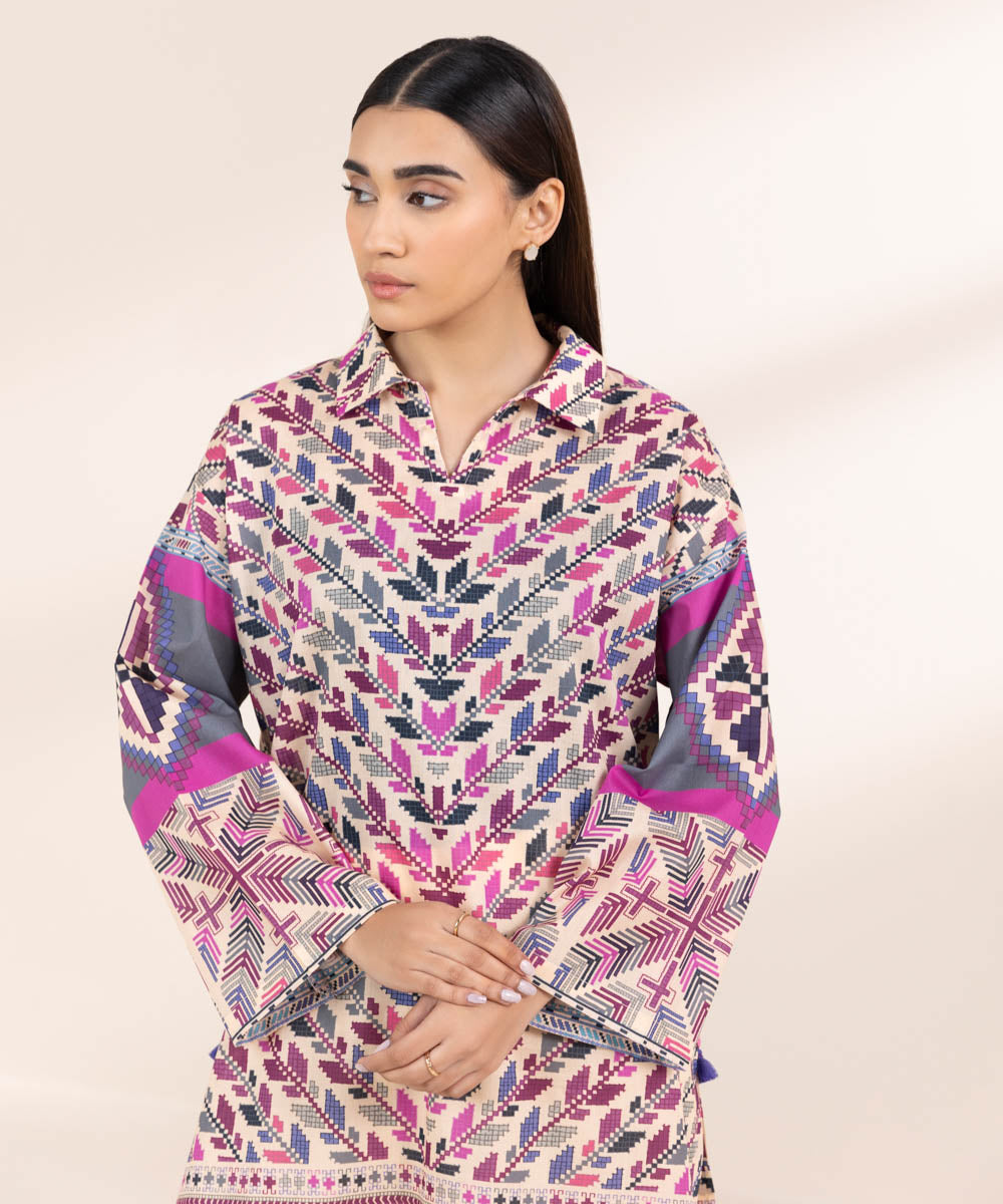 Women's Pret Cambric Multi Printed Boxy Shirt