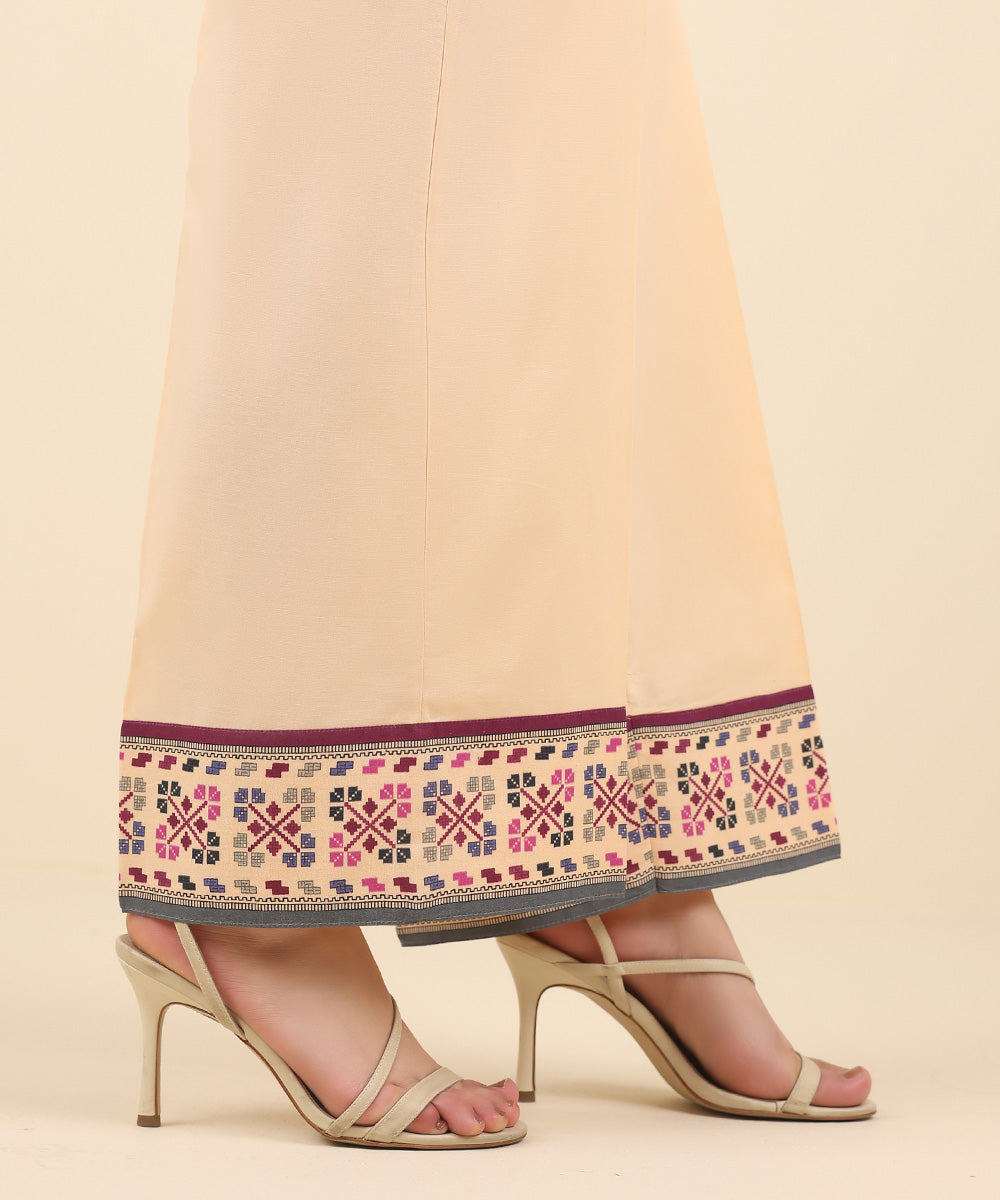 Women's Pret Cambric Beige Solid Culottes