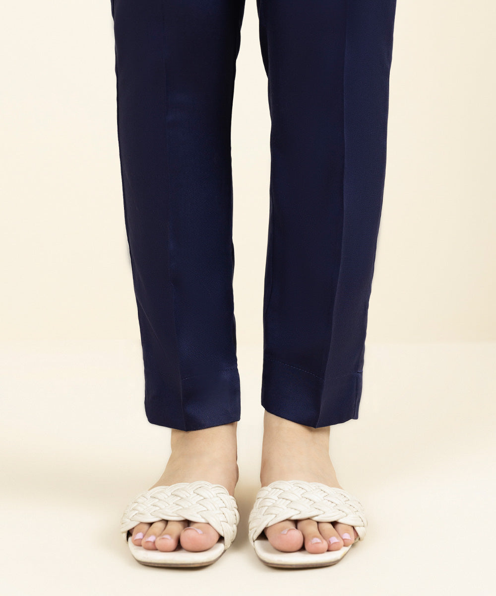 Women's Pret Bedford Solid Blue Cigarette Pants